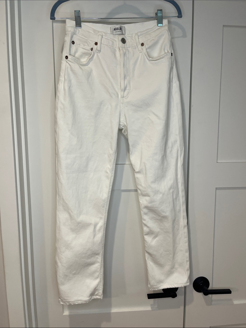 Agolde Riley White Straight-Leg Crop Jeans 27 with stretch